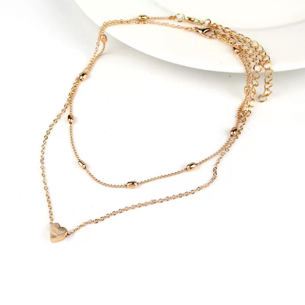 🆕 Layered Heart Charm Choker Necklace ❤️ - Picture 2 of 3